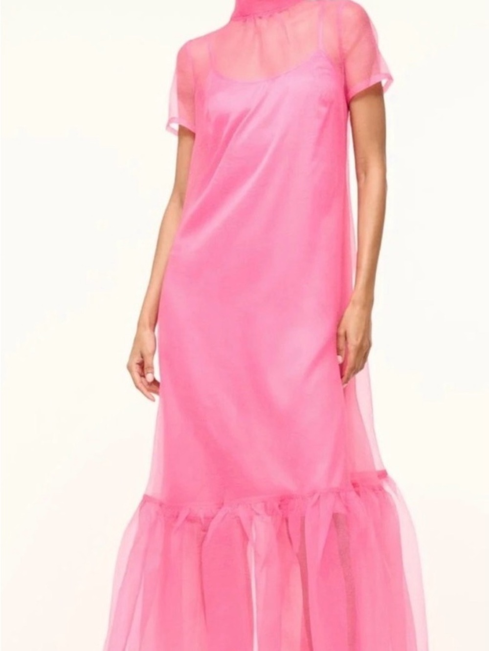 STAUD Calluna Pink Maxi Tulle Overlay Dress - Picture 2 of 5